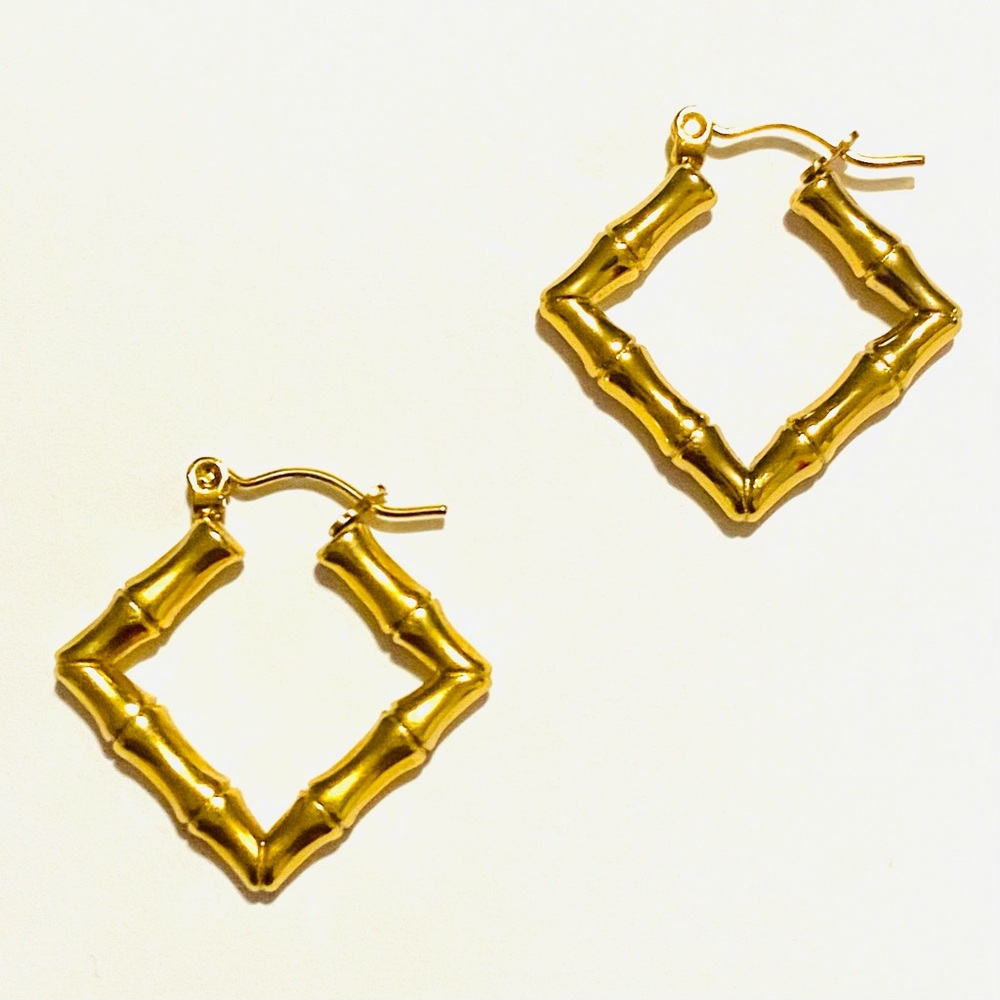 Elegant Gold-Plated Stainless Steel Hoop Earrings #24